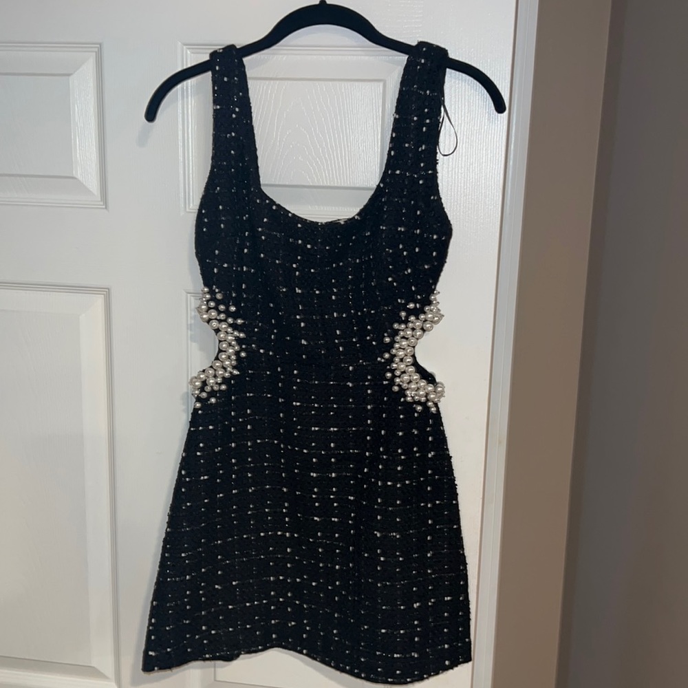 Zara tweed dress size extra small with cut out pearls